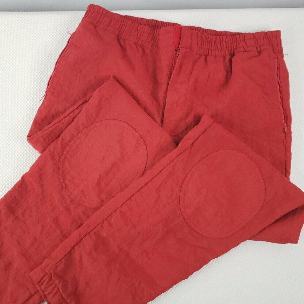Vintage 90s Adidas Originals M Red Nylon Lined Ankle Zip Joggers Track Pants